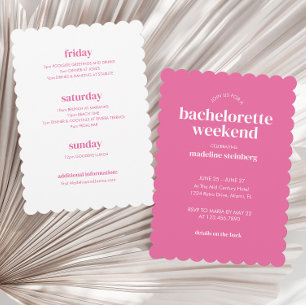 Retro Modern Bright Pink Girly Bachelorette  Invitation