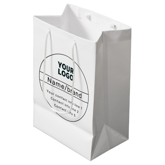 Retro-Modern Business or Brand Contact info Medium Gift Bag (Front Angled)