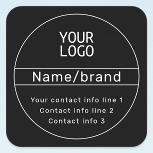 Retro-Modern Business or Brand Contact info Square Sticker
