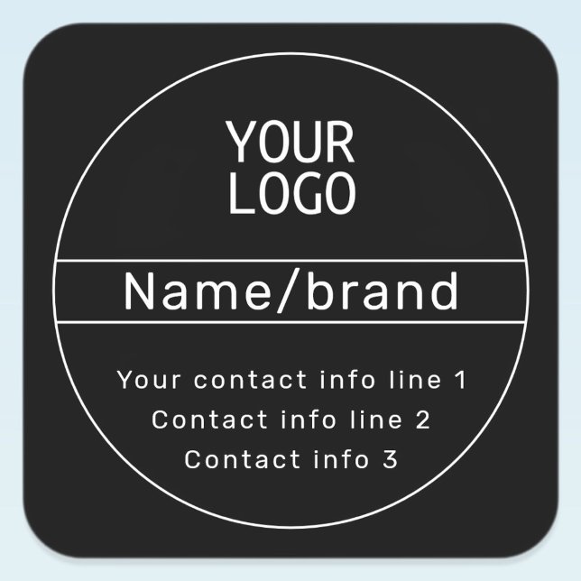 Retro-Modern Business or Brand Contact info Square Sticker (Creator Uploaded)