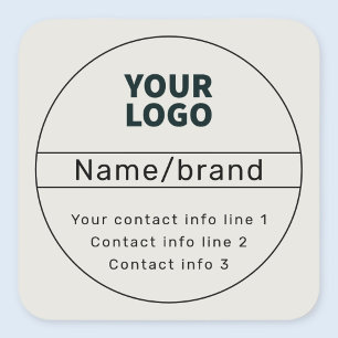 Retro-Modern Business or Brand Contact info Square Sticker