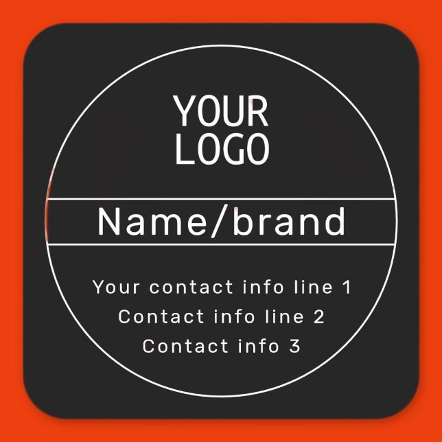 Retro-Modern Business or Brand Contact info Square Sticker (Creator Uploaded)