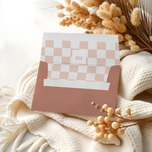 Retro Modern Chequered Pattern Custom Monogram Envelope