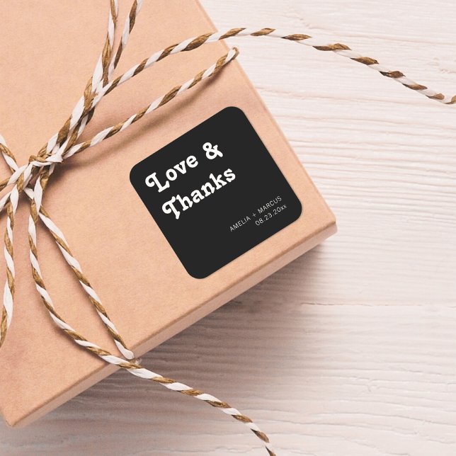 Retro Modern Chic Wedding Thank You  Square Sticker (Creator Uploaded)