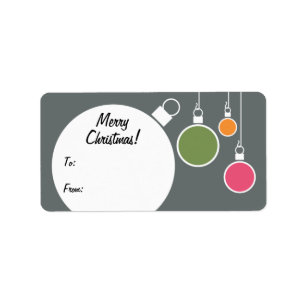 Retro Modern Christmas Gift Tag - Grey