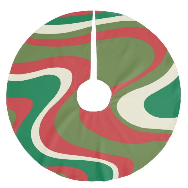 Retro Modern Christmas Swirls Abstract  Brushed Polyester Tree Skirt (Front)