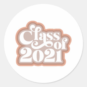 Retro Modern Class Of 2021 Classic Round Sticker