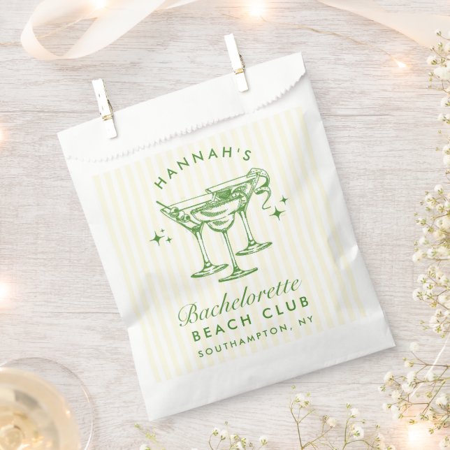 Retro Modern Cocktail Bachelorette Green Favour Bag (Clipped)