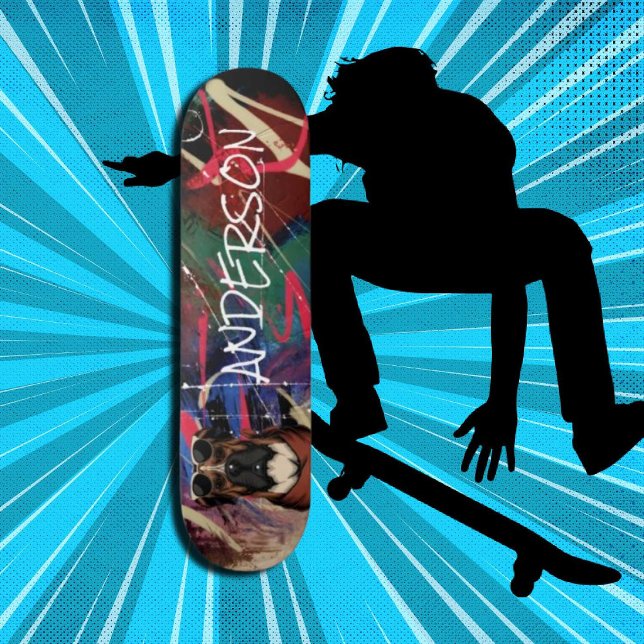 Retro Modern Cute Personalised  family dog  Skateboard (Original and best online Zazzle skateboard shop- Urban Warrior)