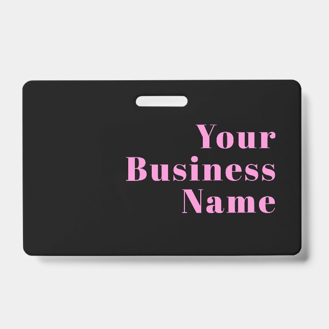 Retro-modern Editable Text | Black & Pink ID Badge (Front)