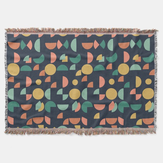 Retro Modern Elegant Geometric Tribal Throw Blanket (Front)