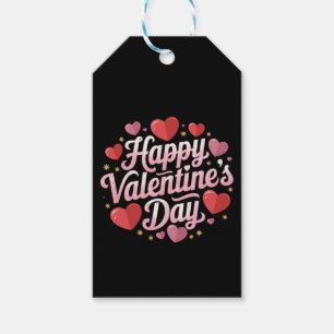 Retro Modern Elegant Happy Valentine's Day Hearts  Gift Tags