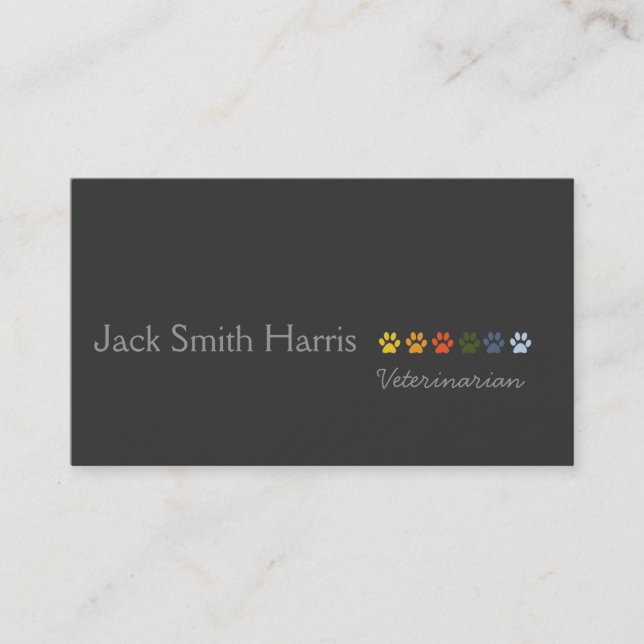 Retro Modern Elegant Pets Paws Professional Business Card (Front)