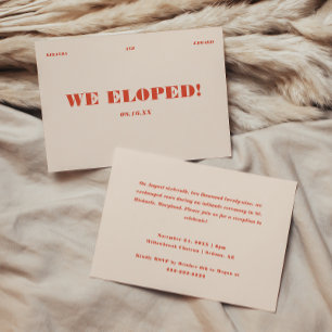 Retro Modern Elopement Wedding Reception Invitation