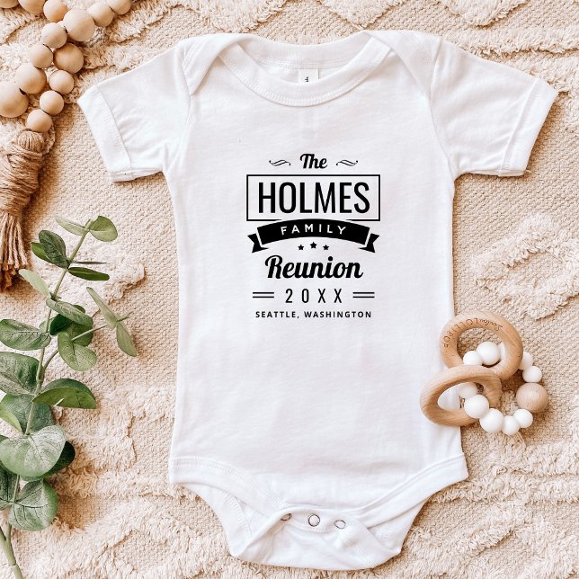 Retro Modern Family Reunion Logo Baby Bodysuit (Creator Uploaded)