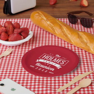 Retro Modern Family Reunion Logo Paper Plate