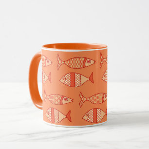 Retro Modern Fish, Light Coral Orange & Tangerine Mug