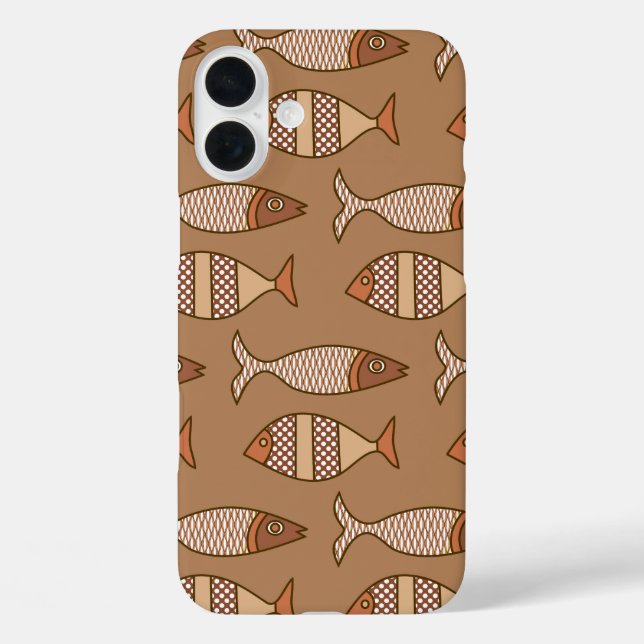 Retro Modern Fish, Tan, Beige and Light Brown Case-Mate iPhone Case (Back)