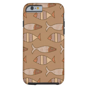 Retro Modern Fish, Tan, Beige and Light Brown Tough iPhone 6 Case