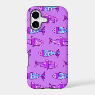 Retro Modern Fish, Violet, and Amethyst Purple