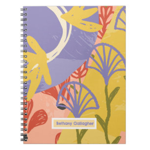 Retro Modern Floral   Personalised Abstract  Notebook