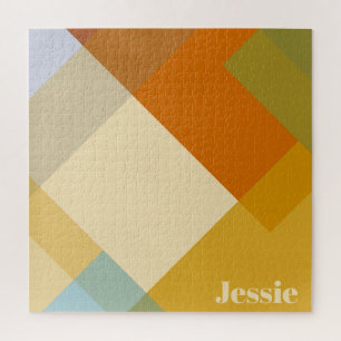 Retro-Modern Geometric Colour Blocks Jigsaw Puzzle