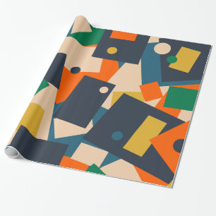 Retro Modern Geometric Dot Patchwork Abstract Wrapping Paper