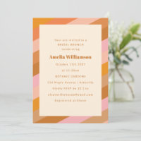 Retro Modern Geometric Pink Orange Bridal Brunch