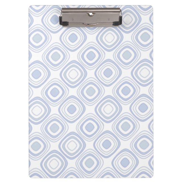 Retro Modern Geometric Shapes in White and Blue Clipboard (Front)