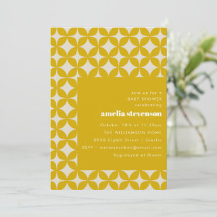 Retro Modern Geometric Shapes Yellow Baby Shower Invitation