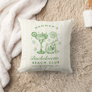 Retro Modern Green & Yellow Bachelorette Weekend Cushion
