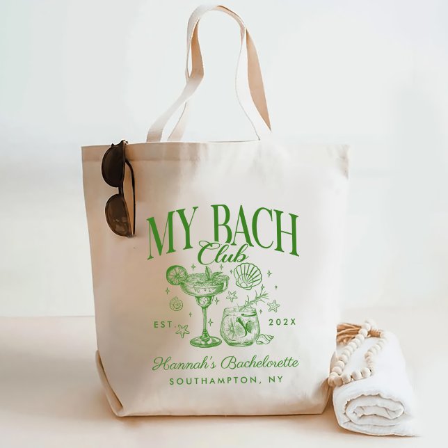 Retro Modern Green & Yellow Bachelorette Weekend Tote Bag (Creator Uploaded)