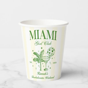 Retro Modern Green & Yellow Miami Bach Party Paper Cups