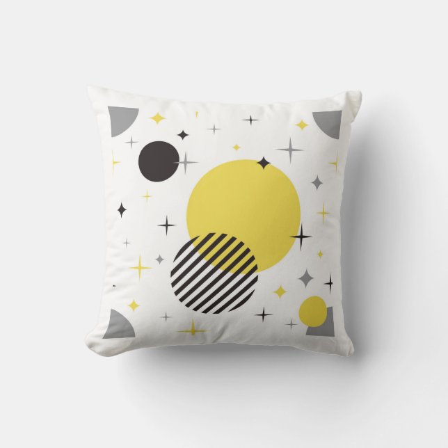 Retro Modern Grey And Yellow Cushion (Front)