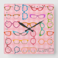 Retro Modern Hipster Eyeglasses Pink Gingham