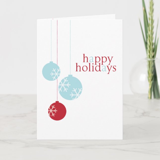 Retro Modern Holiday Ornaments Card (Front)