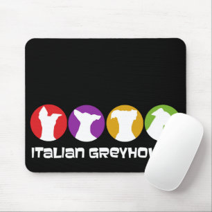 Retro Modern Italian Greyhounds Dark Mouse Pad