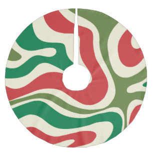 Retro Modern Liquid Swirl Christmas Abstract Brushed Polyester Tree Skirt