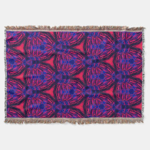 Retro Modern Magenta Electric Bloom Throw Blanket
