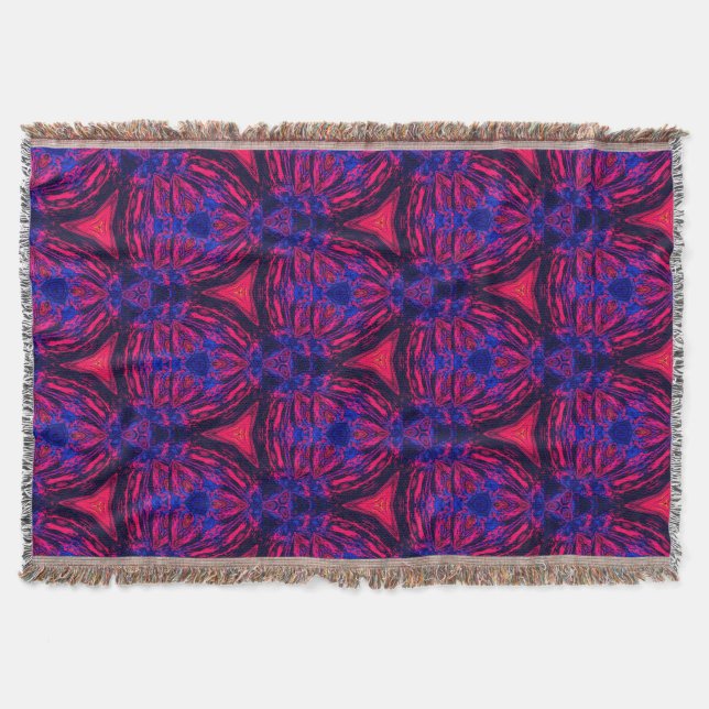 Retro Modern Magenta Electric Bloom Throw Blanket (Front)