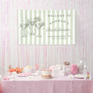 Retro Modern Margaritas and Matrimony Striped Bach Banner