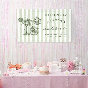 Retro Modern Margaritas and Matrimony Striped Bach Banner