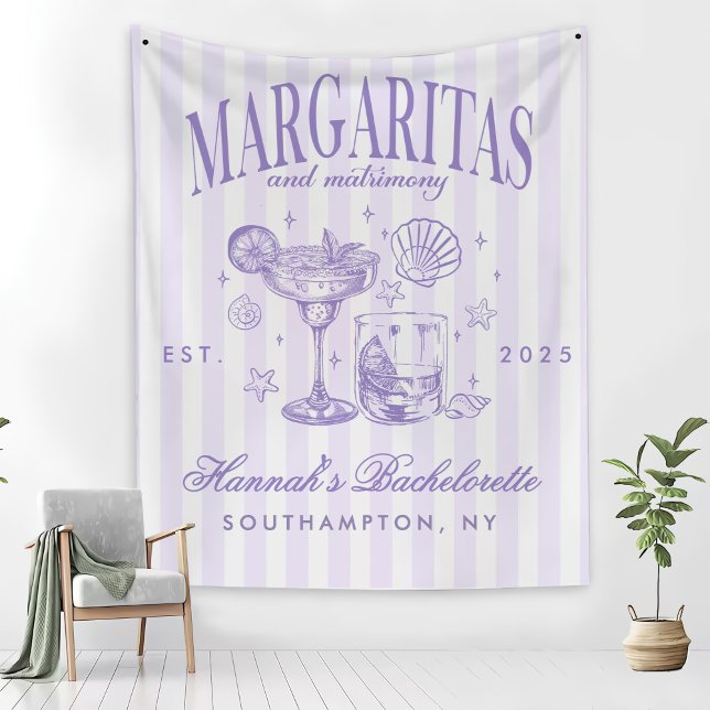 Retro Modern Margaritas and Matrimony Striped Bach Fleece Blanket (Creator Uploaded)