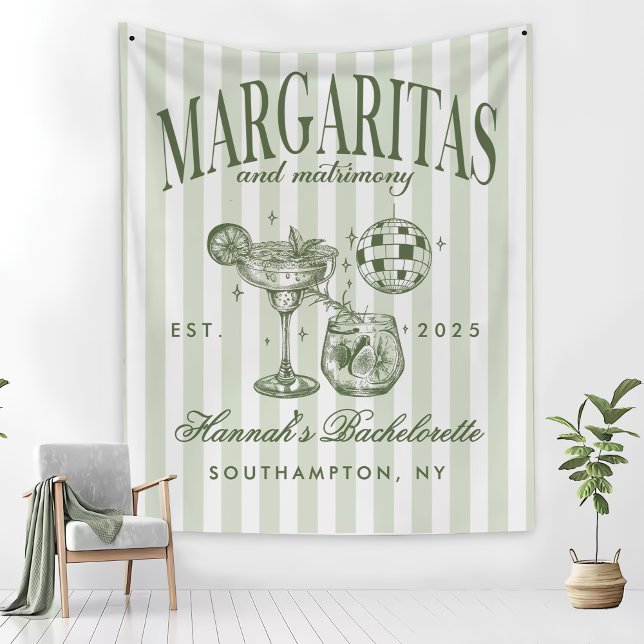 Retro Modern Margaritas and Matrimony Striped Bach Fleece Blanket (Creator Uploaded)