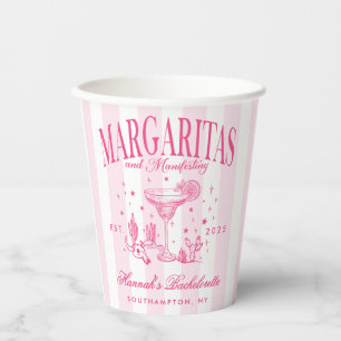 Retro Modern Margaritas and Matrimony Striped Bach Paper Cups