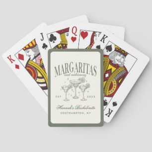 Retro Modern Margaritas and Matrimony Striped Bach Playing Cards