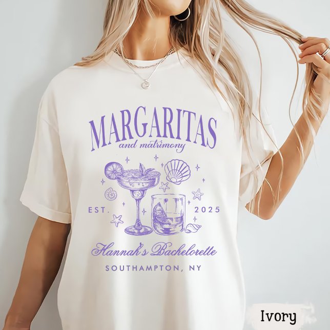 Retro Modern Margaritas and Matrimony Striped Bach T-Shirt (Creator Uploaded)