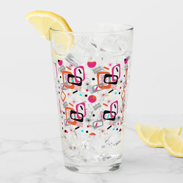 Retro Modern Mid Century Geometric Pattern Glass (Front Ice)
