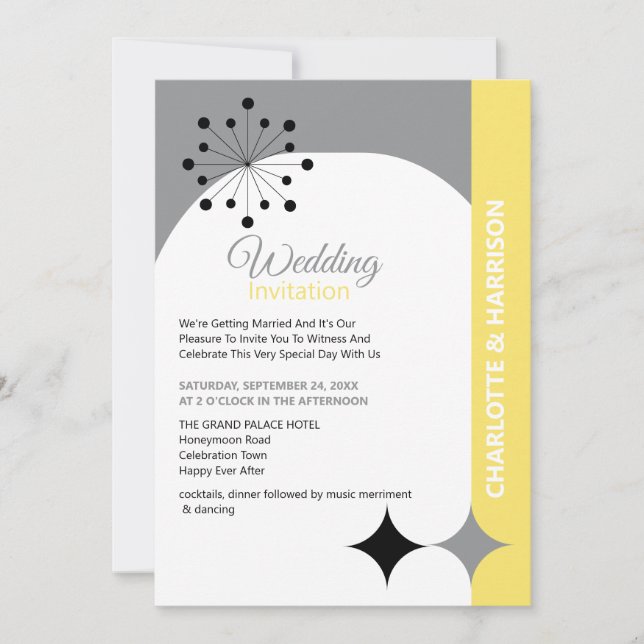 Retro Modern Mid Century Wedding Invitation (Front)
