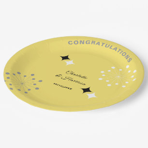 Retro Modern Mid Century Wedding Paper Plate